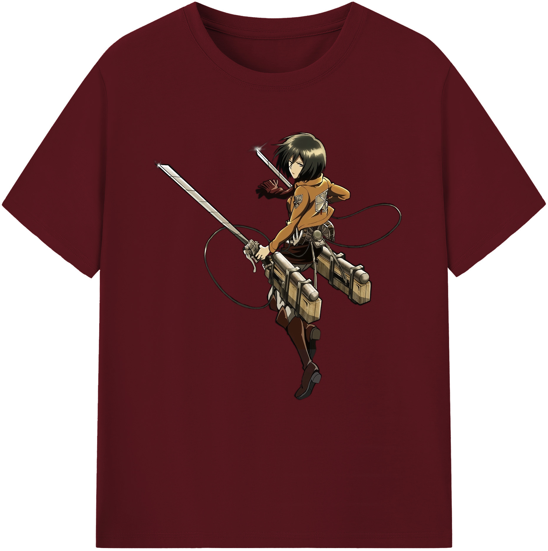 （画像用） 進撃の巨人 ミカサ·アッカーマン Attack on Titan Mikasa Ackerman 綿100％半袖Tシャツ（フロントプリント）